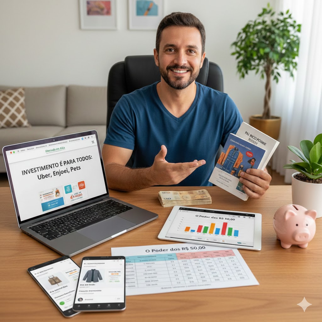 Investimento é para todos: Como transformei R$ 50 de Renda Extra em Aportes Mensais (Uber, Enjoei e Petz)