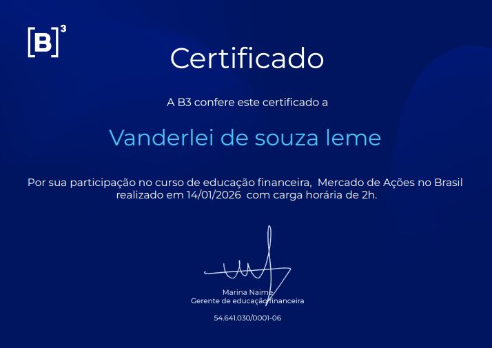 Certificação - Mercado de ações 